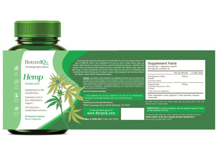 BotanIQ label, design and supplement facts