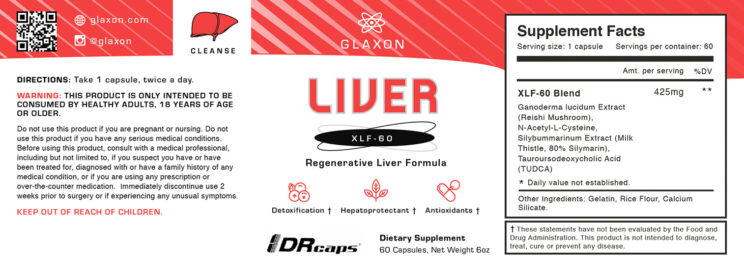Glaxon Liver, supplement facts, label design