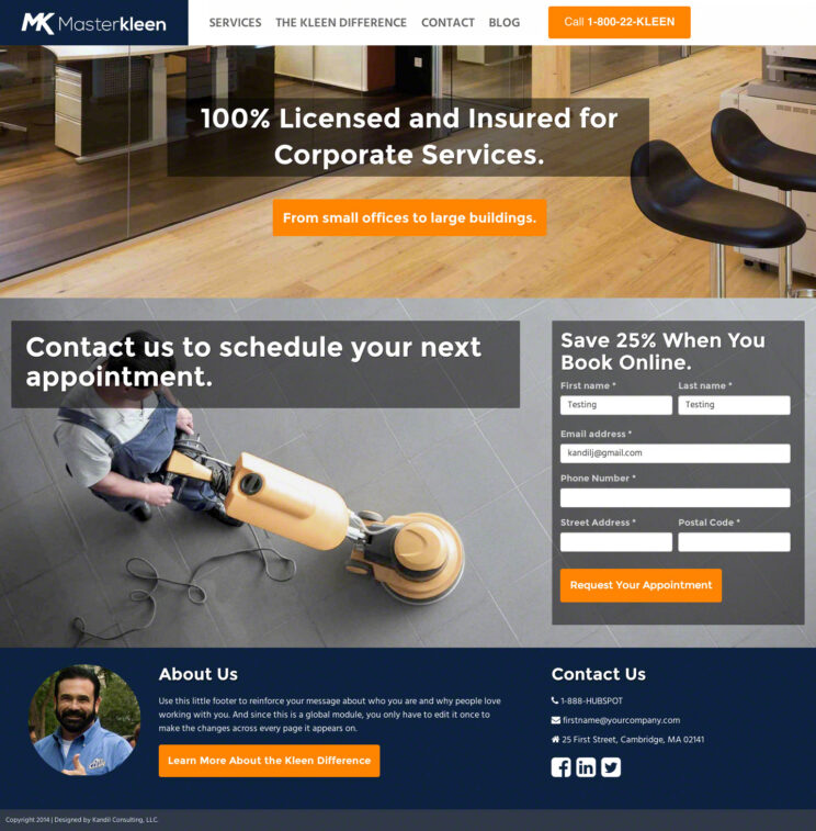 MasterKleen, web presence for HubSpot