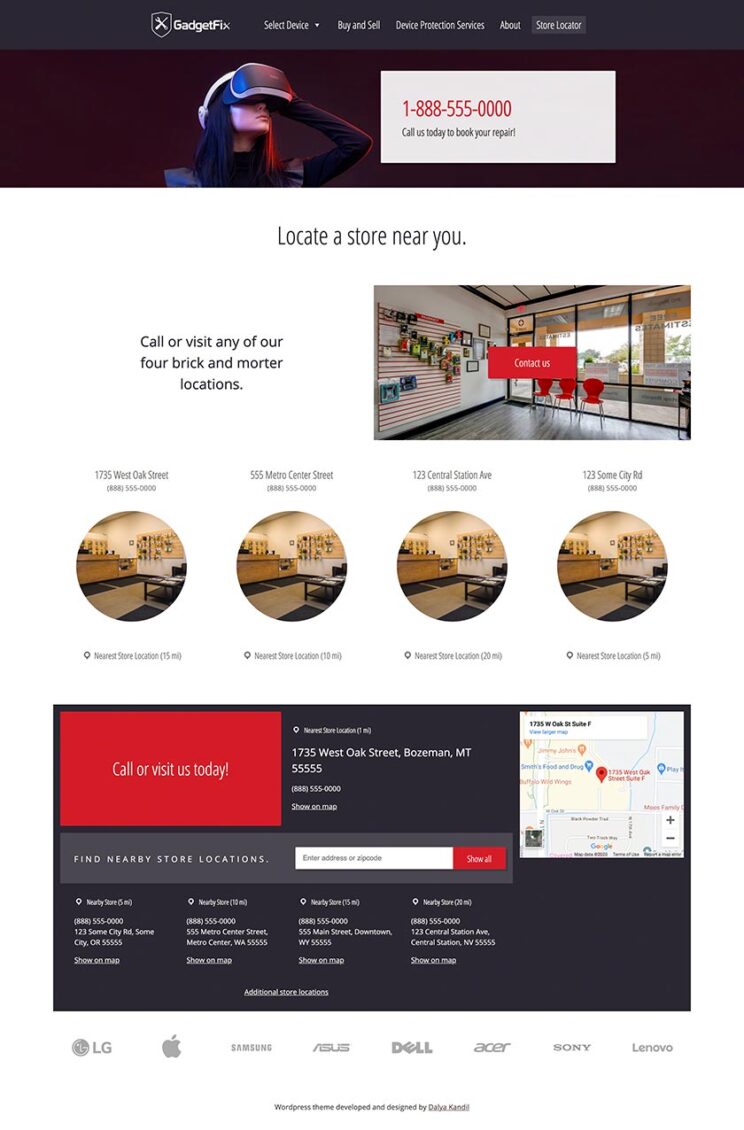 Grid-based web design for mobile repair shops designed by Dalya Kandil for use on websites of clients of Repair Lift Marketing