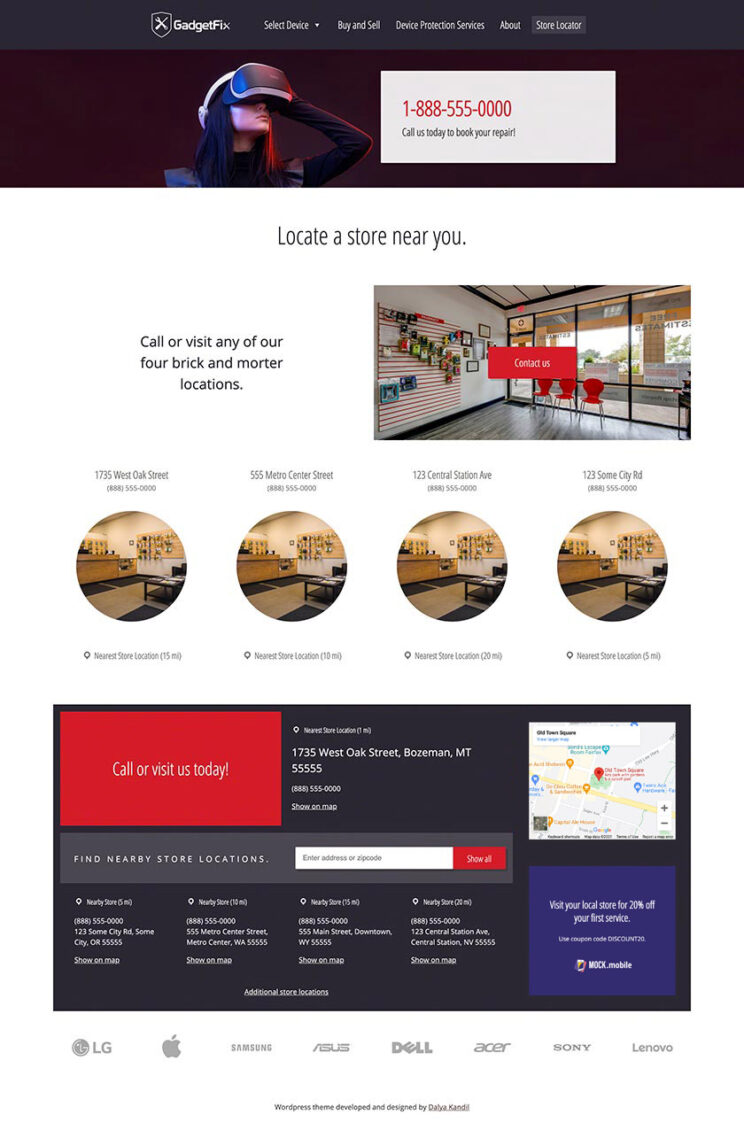 Mock Mobile design theme, Locations