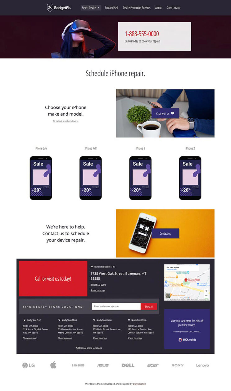 Mock Mobile design theme, Schedule repair, iPhone