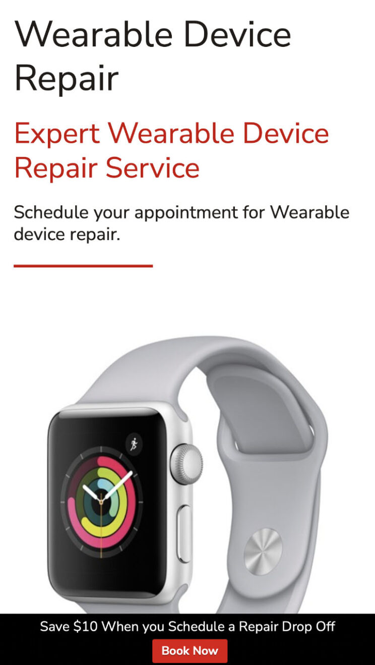Jumptronics Phone Rescue, mobile page, repair service
