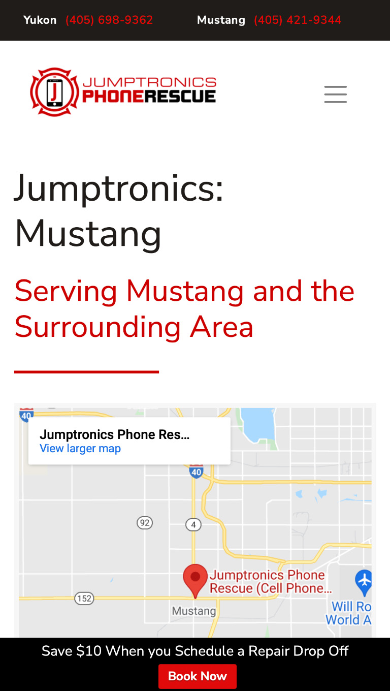 Jumptronics mobile-friendly site for Repair Lift Marketing, Location