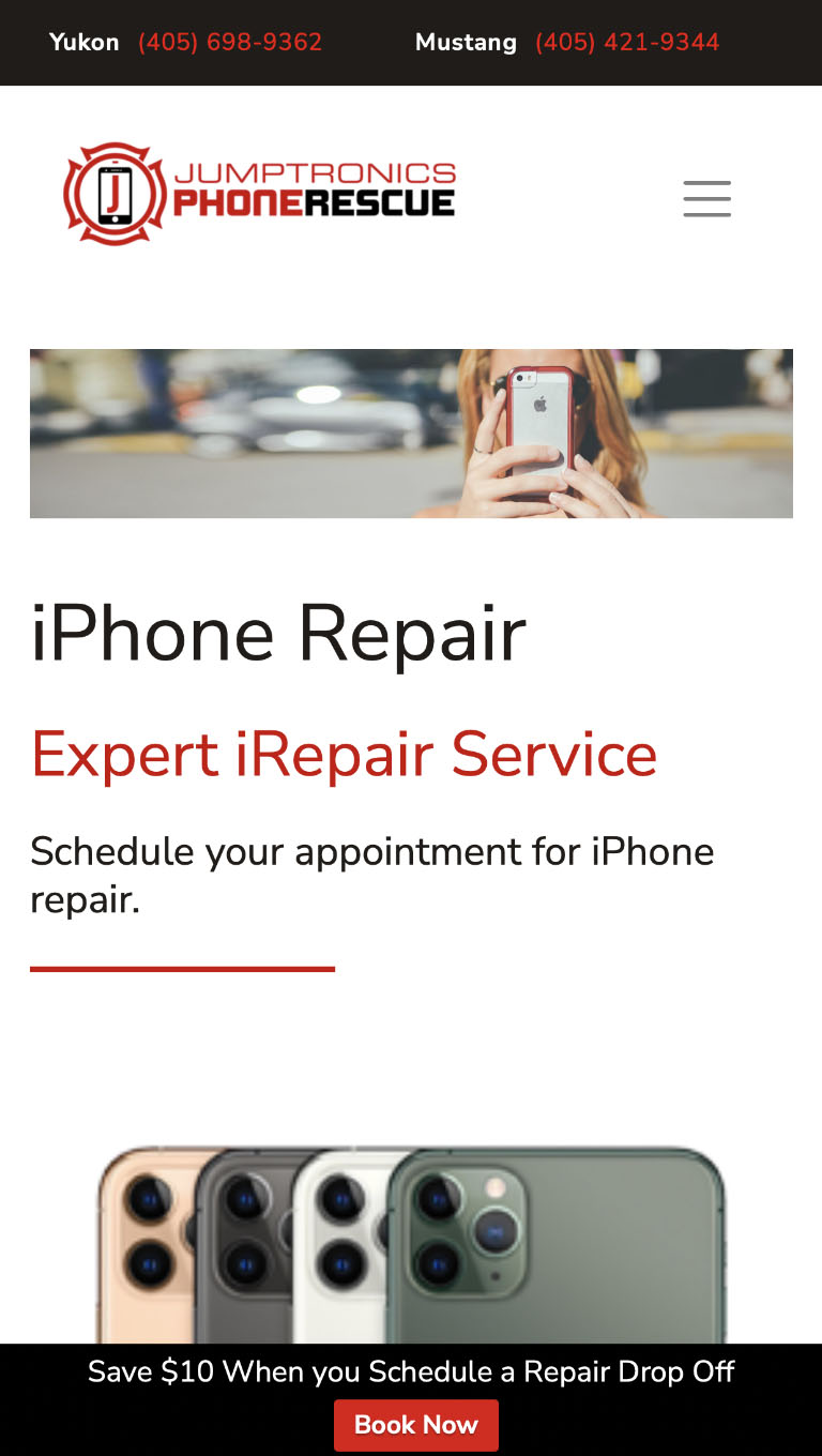 Jumptronics mobile-friendly site for Repair Lift Marketing, iPhone