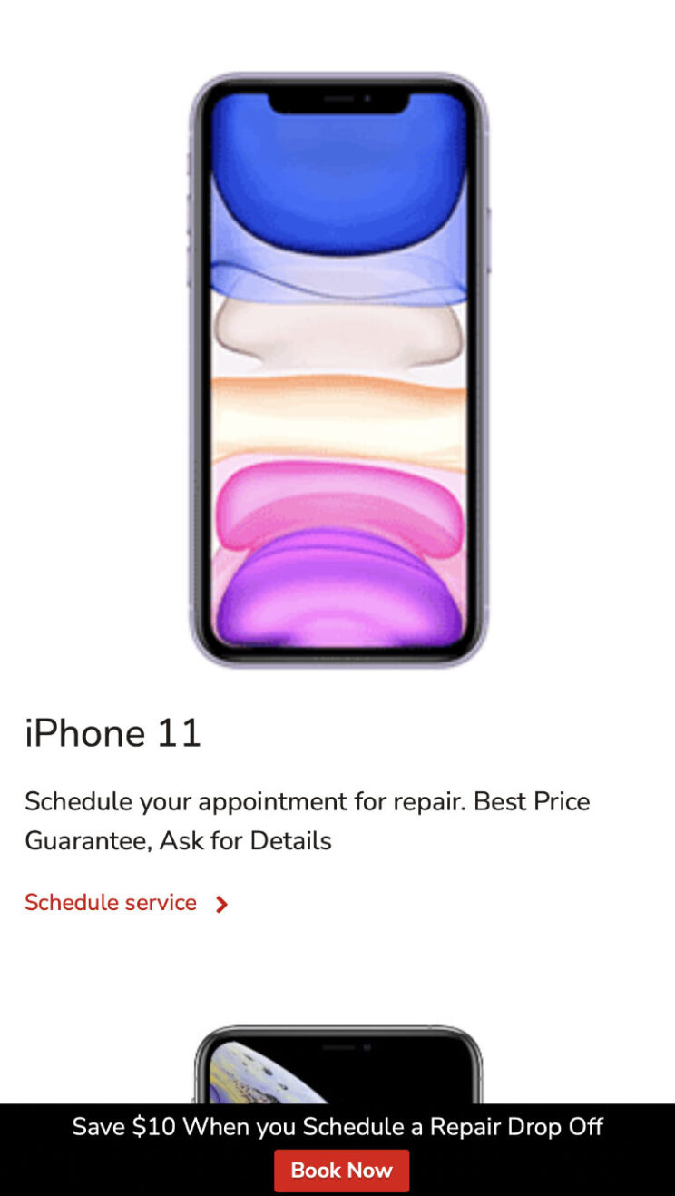 Jumptronics Phone Rescue, mobile page, repair service