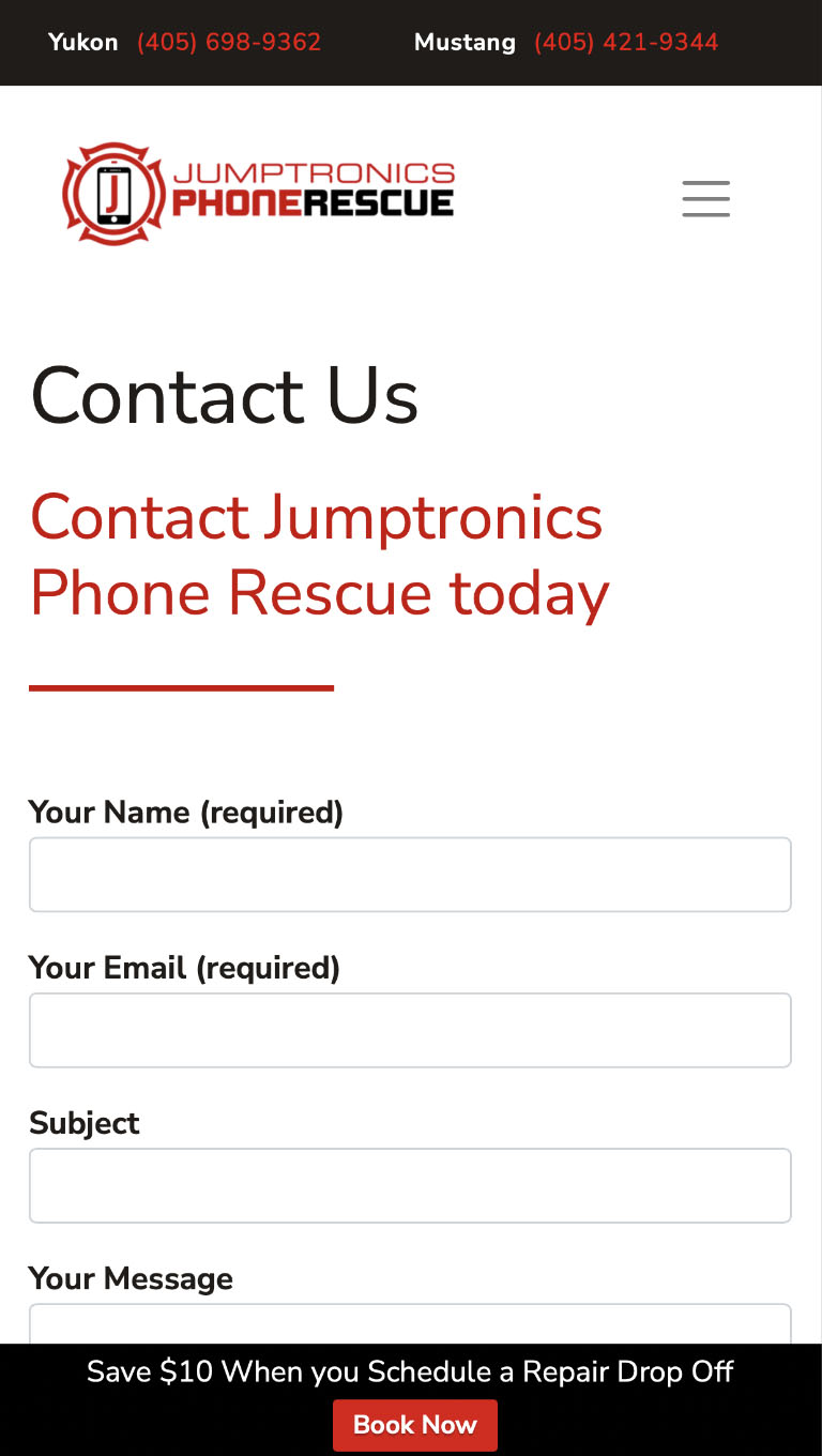 Jumptronics mobile-friendly site for Repair Lift Marketing, Contact us