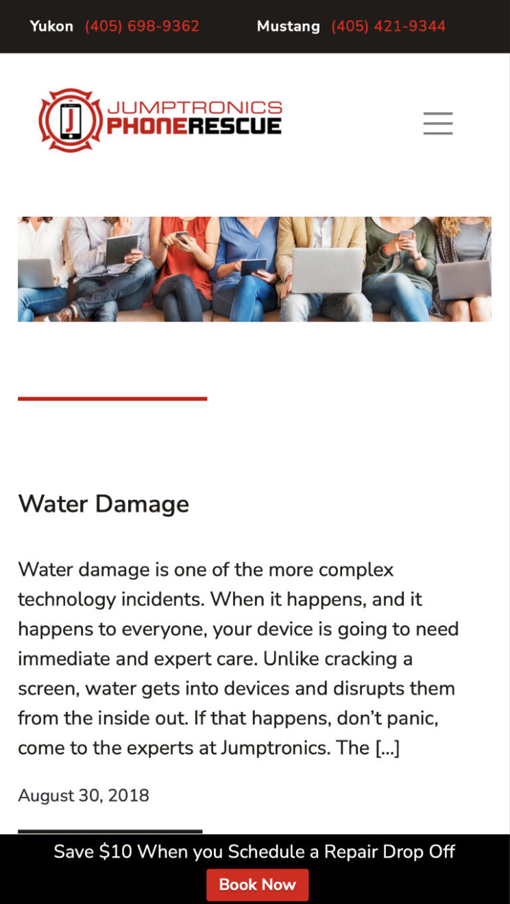 Dalya Kandil created a WordPress website which was used for Jumptronics Phone Rescue, a client of Repair Lift Marketing. Original site map created by Matt Ham.