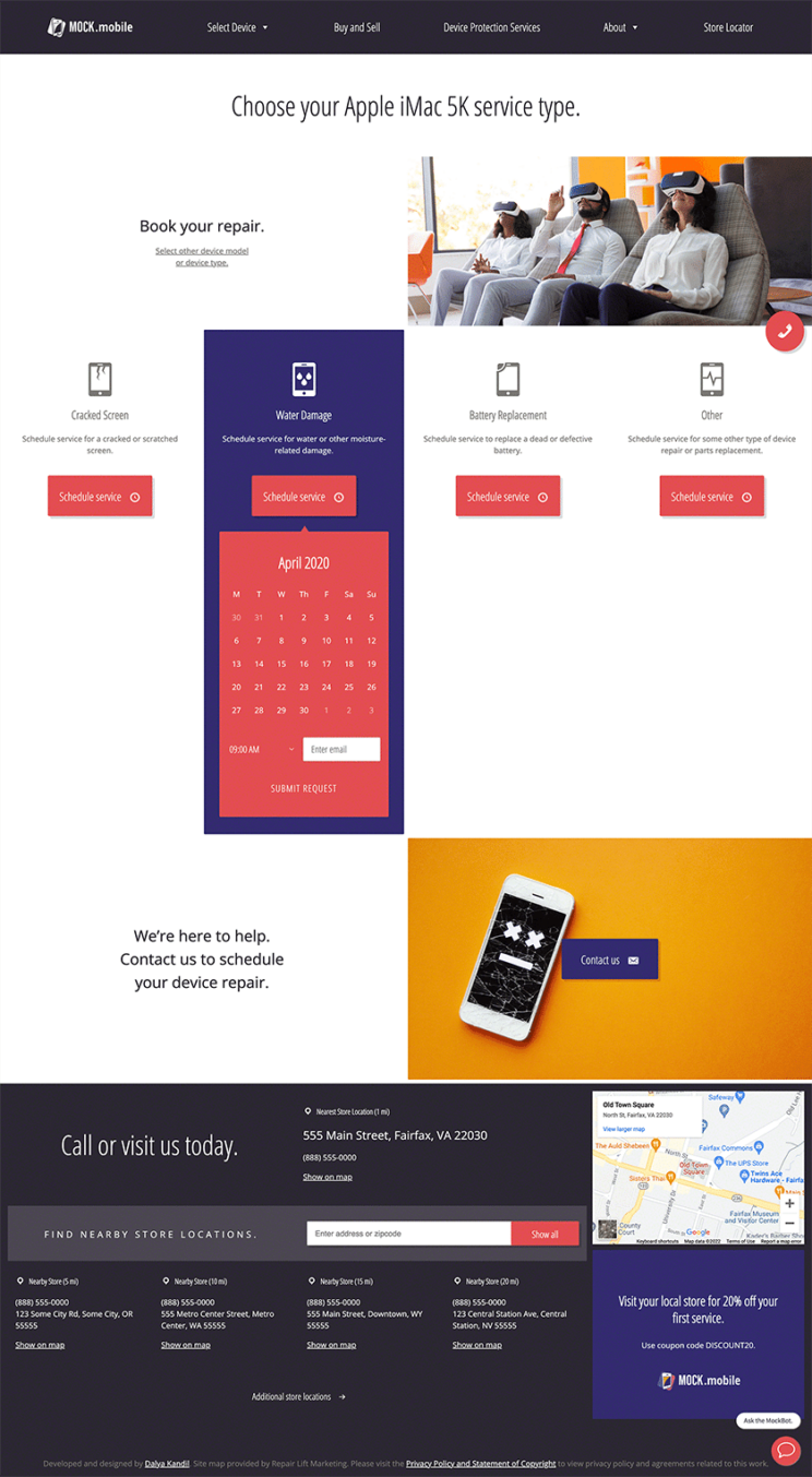 Mock Mobile, Choose your device service