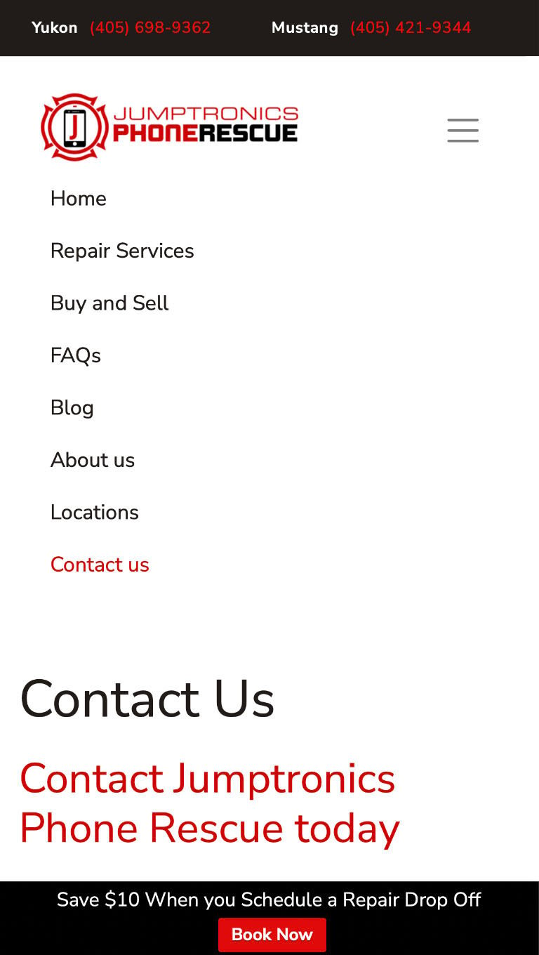 Jumptronics mobile-friendly site for Repair Lift Marketing, Contact us