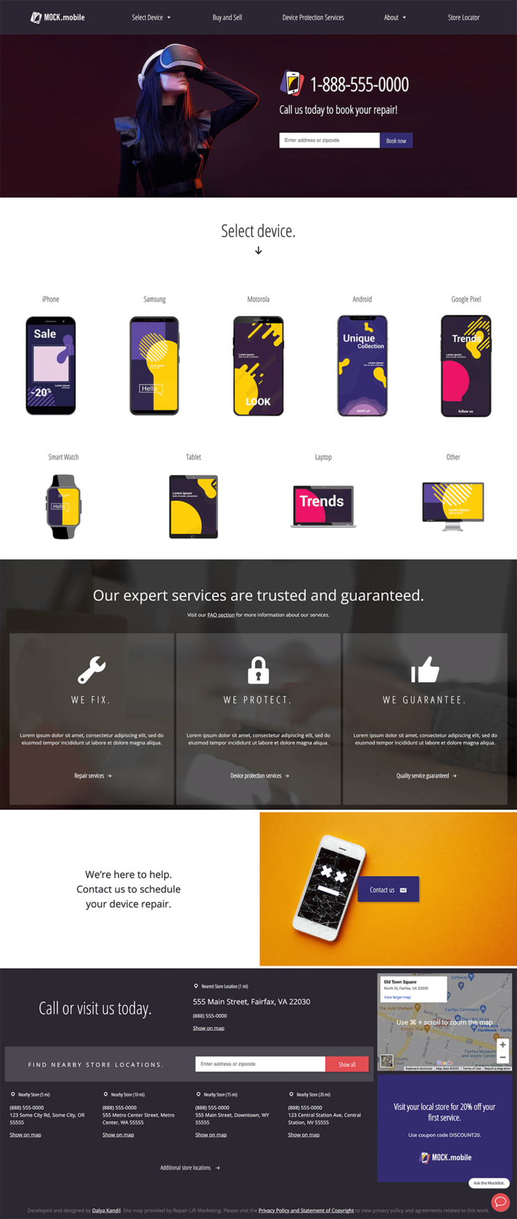 Mock Mobile design theme, homepage