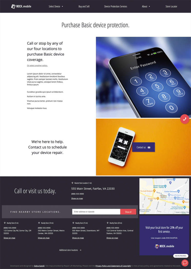 Mock Mobile design theme, Purchase basic device protection