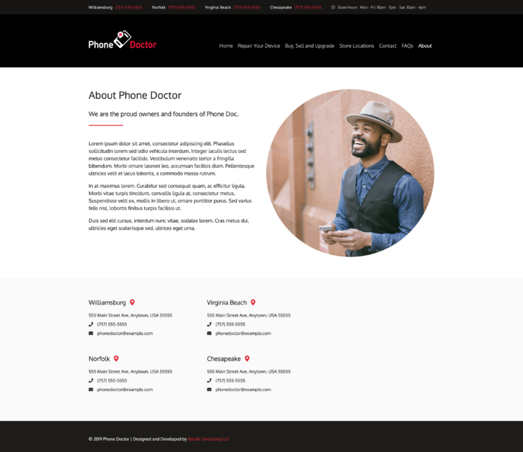 Phone Doctor, About, page design