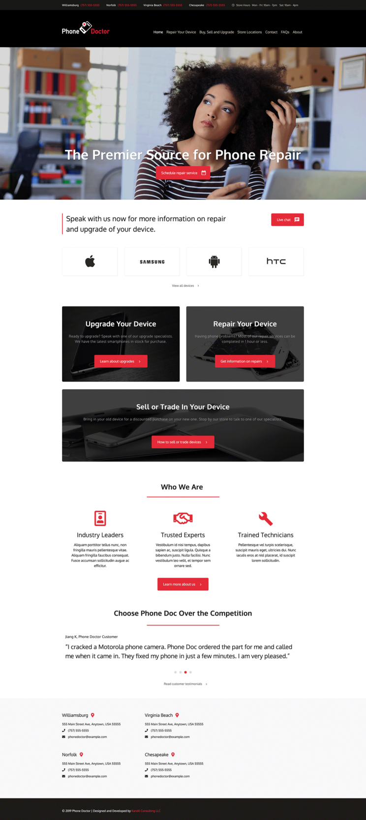 Phone Doctor, homepage