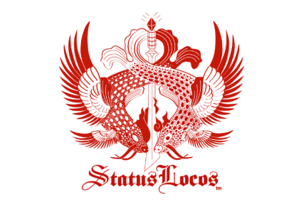 Dalya Kandil created logo art drawing for Status Locos music production group. Original artwork, © 2004 Dalya Kandil