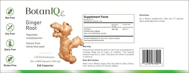 BotanIQ Ginger Label, Supplement Facts