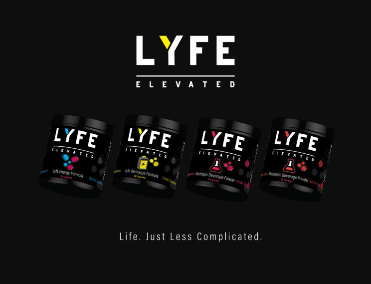 Marketing design, 3D canisters, nootropic beverage, poster