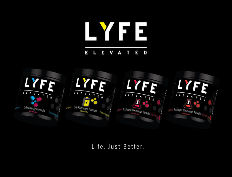 Marketing design, 3D canisters, nootropic beverage, poster