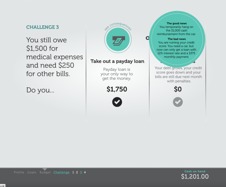 United Way of Greater Houston in Texas, Thrive HTML5 Game, Challenge Screen