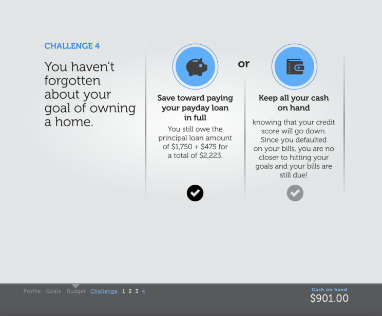 United Way of Greater Houston in Texas, Thrive HTML5 Game, Challenge Screen