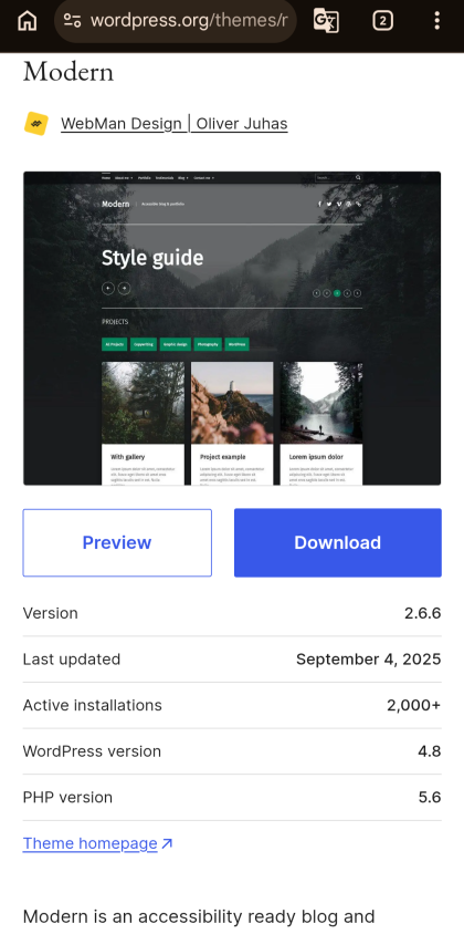 Modern Theme from Oliver Juhas and Wordpress.com